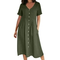 Ženske modne haljine za žene Ženska haljina ljetne duge haljine s džepovima zelene boje