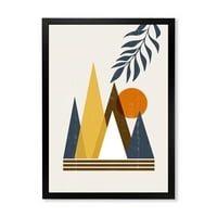 DesignArt 'Sažetak Mjesec i sunce u planinama I' Moderni uokvireni umjetnički tisak