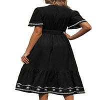 SANVIGLOR WOMEN A-Line-haljine v VECK SWING DRESS KRATKI SLUČAJI MIDI SEXY LOTE CRNA L