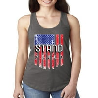 Stand Ponosni zbog američke zastave Americana American Pride Ladies Racerback Tank Top, Dark Grey, Veliki