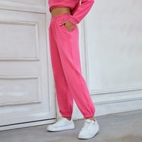 Hanas hlače ženske ležerne sportske hlače labave hlače zadebljane hlače za noge vruće ružičaste xl