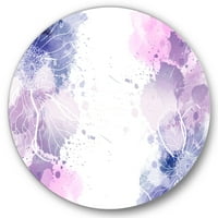 DesignArt 'ružičasta i ljubičasta sažetak sa šarenim prskanjima I' Moderni krug metal zidne umjetnosti - disk