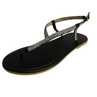 ';/ Ženske ravne sandale s rhinestones t-remenom, Ležerne japanke u boemskom stilu, modne sandale na plaži s kopčom