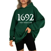 Posada dukserice žene modni dugi rukavi Halloween Print labavi zeleni pulover vrhovi s