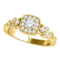 Aonejewelry 0. Carat Halo okrugli dijamantni zaručnički prsten u 14K ružičastom bijelom i žutom zlatu