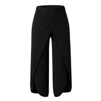 Casual hlače s elastičnim pojasom s elastičnim pojasom, hlače za žene, crne
