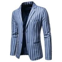Očišćenja muške jakne Slim Fit casual Blazer One Button urezana repat odijela jakna Blazer plava i bijela pruga