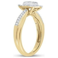 Zlatna zvijezda od žutog zlata 10k ženski prsten s okruglim dijamantom s ovalnim grozdom;