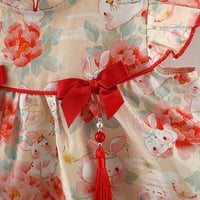 Haljina princeze s dugim rukavima s printom zeca za djevojčice ruffles i resice plesne haljine za zabave veličina