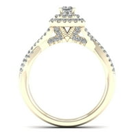 1 2CT TDW princeza izrezana dijamant 10k žuto zlato zaručnički prsten