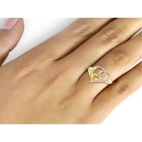 Pravi naglasak bijelog dijamantnog srca Otvoreni prsten u sterlingu srebra