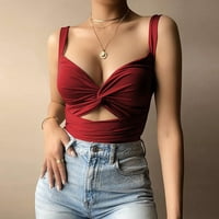 INLEIFE ženski tenk vrhovi čvrste seksi aplikacije bez rukava pulover, majice