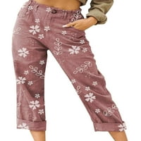 Nolla Ladies hlače labave ležerne hlače cvjetni print hlače žene udobno ošišane ravne dno tamno sive 2xl