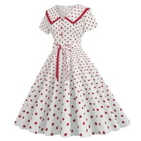 Ženska vintage haljina Ljetna haljina za lutke s V-izrezom Polk Dot Printing Short Rubhed Opleted Dress koktel