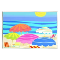 Stupell Industries živopisne sunčeve kišobrane ljetne plaže Shore Scene Grafička umjetnost Umjetnost Umjetnička