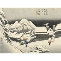 Hiroshige Kanbara večernji snježni krajolik Japan ispis zidnog umjetničkog plakata MBN