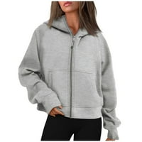 Apepalne ženske kapuljače za zip up dukserice odjeća tinejdžerka casual jakne s džepovima siva xl