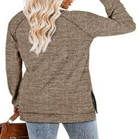 Ženski široki puloveri u A-listi, Ležerne jednobojne trenirke s okruglim vratom s dugim rukavima s bočnim prorezom
