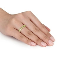 Ženski jubilarni prsten od 1 karata s Peridotom od 14 karata i dijamantom u obliku polumjeseca od žutog zlata.