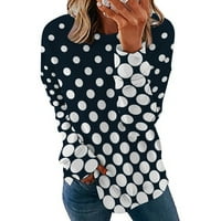 Ženske dukserice s printom na točkice preslatki vrhovi dukserica s okruglim vratom dugih rukava udoban džemper
