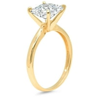 zaručnički prsten s imitacijom aleksandrita izrezan princeza 1K u žutom zlatu 18K, veličina 6,75