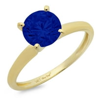 Vjenčani prsten okruglog reza od plavog safira od žutog zlata 18K okrugli rez, veličina 8,75