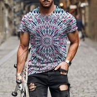 Muška široka košulja od 3 inča s digitalnim printom s okruglim vratom, modna majica kratkih rukava, Ležerne posebne