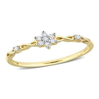 Miabella Ženska karat T.W. Dijamantni žuti rodij pozvani sterling srebrni cvjetni klaster obećanje prsten