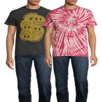 Smileys i Zen Skeleton Men's & Big Men's Tie Boil Grafičke majice, 2-pack