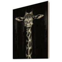 Dizajnirati 'portret žirafe u jednobojnom tisku seoske kuće na prirodnom borovom drvetu