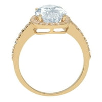 plavi prirodni akvamarin ovalnog reza od 2,27 karata, ugravirano žuto zlato od 18 karata, vjenčani prsten za godišnjicu