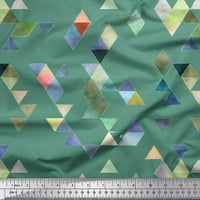 Tkanina od zelenog modalnog satena s geometrijskim tiskom širine dvorišta