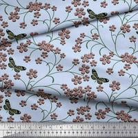 Pamučna tkanina od batista u širini dvorišta od insekata, lišća i cvijeća