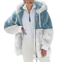Ženski zimski kaput Velvet Fur Fau kapuljača topla zip jakna s dugim rukavima bijela veličina 4xl