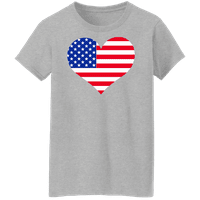 Ženska majica s američkom zastavom i srcem iz kolekcije od 4. srpnja, Domoljubna Ženska majica s grafičkim prikazom
