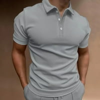 Muška ljetna majica kratkih rukava, jednobojna majica s reverom u boji u sivoj boji