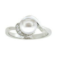 Brilliance Sterling Silver slatkovodni biser i stvorio bijeli safirni prsten