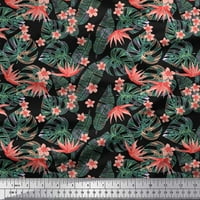 Pamučna tkanina od tropskog lišća, plumerije i helikonije s cvjetnim ukrasom širine dvorišta