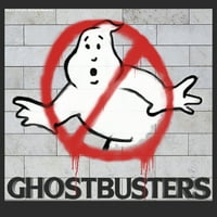 Ženski Ghostbusters Ciglani sprej logotip grafički tee crni medij