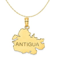 Karat u karatama 14K žuto zlato polirano i ugravirano šarm privjeska Antigua s 10k žuto zlato lagana ogrlica užeta