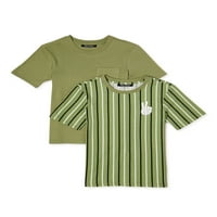 Izbijeljena majica Na pruge za dječake i jednobojna Majica Bez rukava pakiranje veličine 8-18
