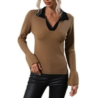 Ženski pulover džemper v vrat dugi rukav pulover puloveri s ovratnikom lagane labave l topli pleteni vrhovi