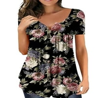 Ženska majica s okruglim vratom, ljetni topovi, majica kratkih rukava, ležerna majica za plažu, cvjetni pulover,