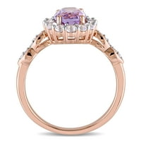 Miabella Women's Ct. Ametist, White Topaz i Diamond 14KT ružičasti zlatni vintage halo prsten