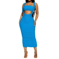 Ljetno novo žensko nošenje Popularna haljina za omotanje komoda Dva set plava xxl