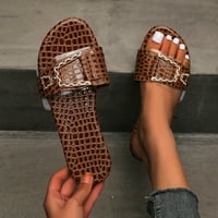 Ženske sandale u A-listi, ženske ravne sandale velike veličine, jednobojne, teksturirane metalne kopče, papuče