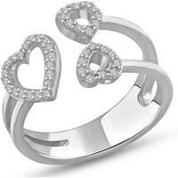 Carat T.W. Bijeli dijamantni sterling srebrni oblik srca proliveni prsten za sjeckanje