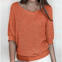 Ženski rukavi okrugli vrat pleteni košulja udobnost džemper narančasta veličina 2xl