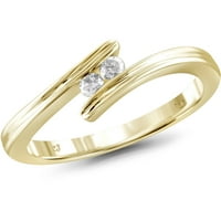 Bijeli dijamantni prsten okruglog reza od 10k žutog zlata s dva kamena