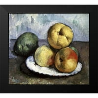 Cezanne, Paul Black Modern Framed muzejski umjetnički tisak pod nazivom - MISTALNI ŽIVOT SA jabukama i breskvama